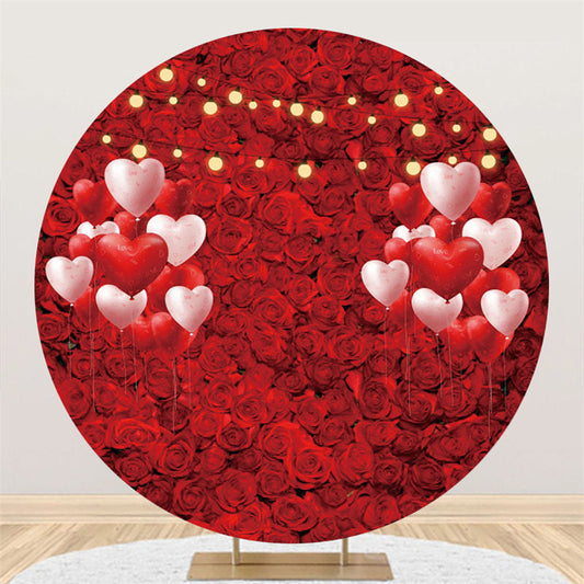 Aperturee Red Full Of Rose And Heart Balloons Circle Backdrop