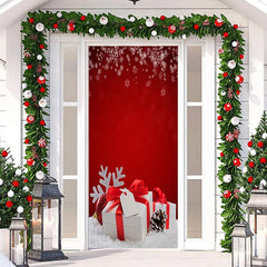 Aperturee - Red Gifts Snowflake Christmas Door Cover Decoration