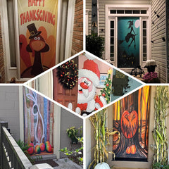 Aperturee - Red Gifts Snowflake Christmas Door Cover Decoration
