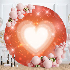 Aperturee - Red Glitter Bokeh Round Happy Valentines Backdrop