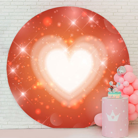 Aperturee - Red Glitter Bokeh Round Happy Valentines Backdrop