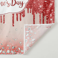 Aperturee - Red Glitter Diamond Happy Valentines Day Backdrop