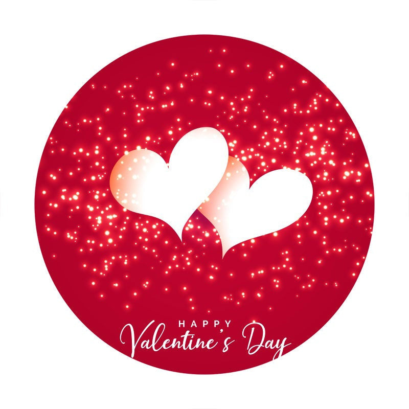 Aperturee - Red Glitter Round Happy Valentines Day Backdrop