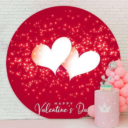 Aperturee - Red Glitter Round Happy Valentines Day Backdrop