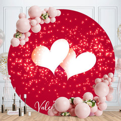 Aperturee - Red Glitter Round Happy Valentines Day Backdrop