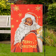 Aperturee - Red Gold Santa Claus Snowflake Christmas Garden Flag