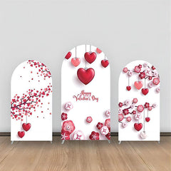 Aperturee - Red Heart Floral Branch White Arch Backdrop Kit