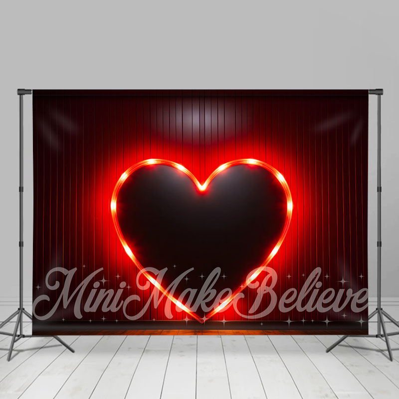Aperturee - Red Heart Neon Light Classy Valentines Day Backdrop