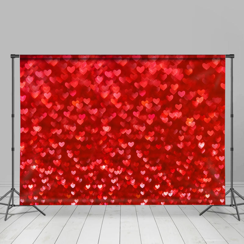 Aperturee - Red Heart Pattern Bokeh Valentines Day Backdrop