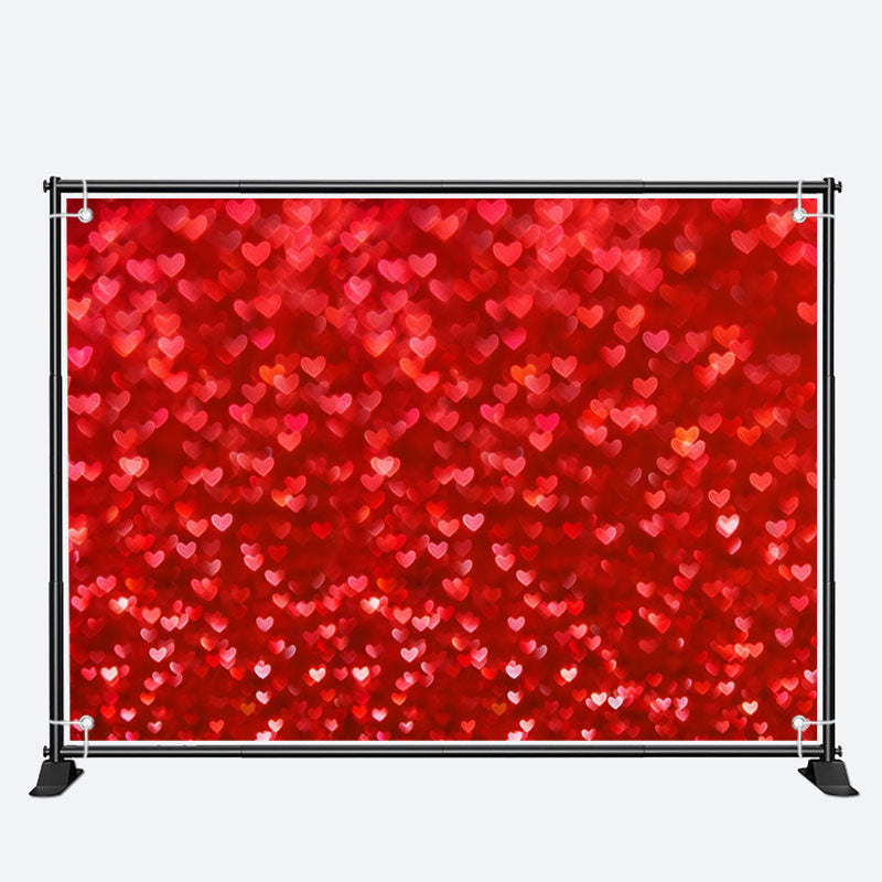 Aperturee - Red Heart Pattern Bokeh Valentines Day Backdrop