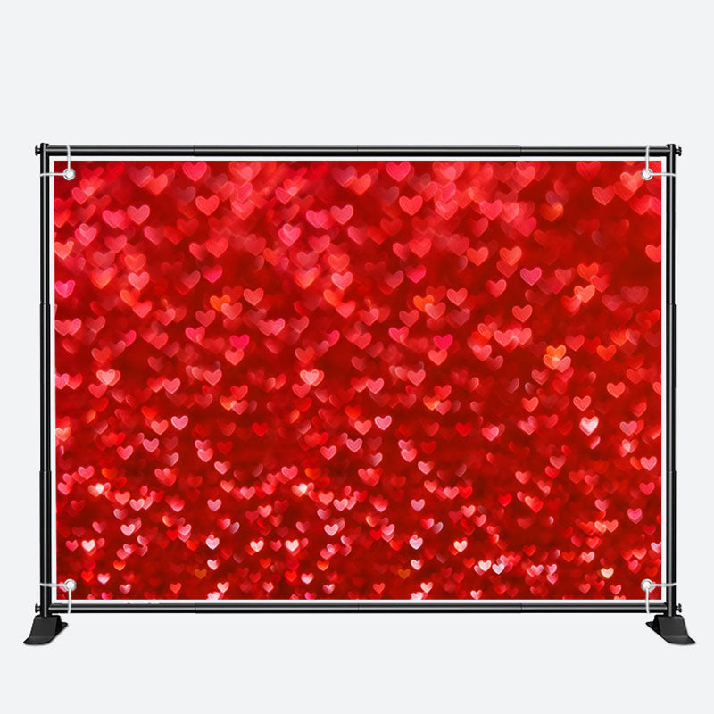 Aperturee - Red Heart Pattern Bokeh Valentines Day Backdrop