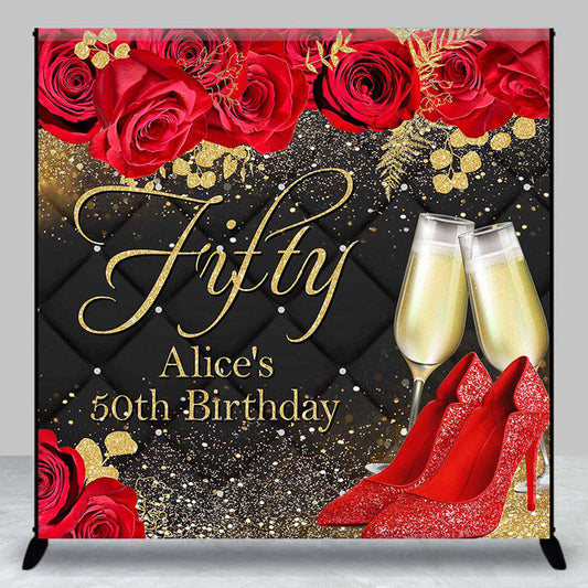 Aperturee - Red High Heel Custom 50th Birthday Backdrop for Women