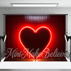 Aperturee - Red Neon Light Heart Happy Valentines Day Backdrop