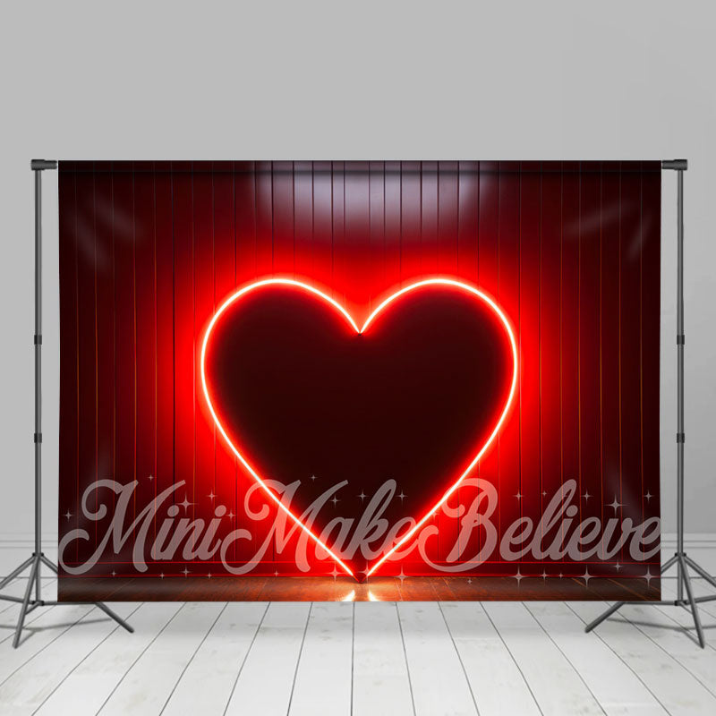 Aperturee - Red Neon Light Heart Happy Valentines Day Backdrop