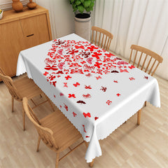 Aperturee - Red Paper Cut Butterfly White Rectangle Tablecloth
