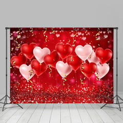 Aperturee - Red Pink Heart Balloon Bokeh Valentines Day Backdrop