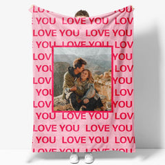 Aperturee - Red Repeat Love Custom Photo Valentines Day Blanket