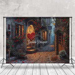 Aperturee - Red Rose Retro Street Valentines Day Photo Backdrop