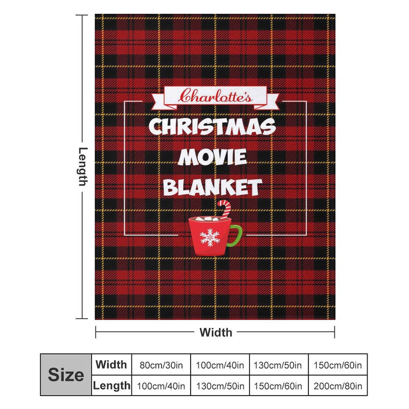 Aperturee - Red Scottish Plaid Drink Custom Name Christmas Blanket