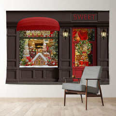 Aperturee - Red Shop Sweet Ginger Bauble Christmas Backdrop