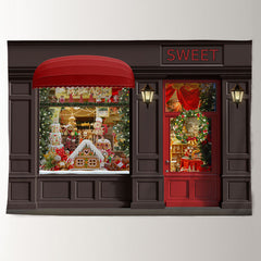 Aperturee - Red Shop Sweet Ginger Bauble Christmas Backdrop