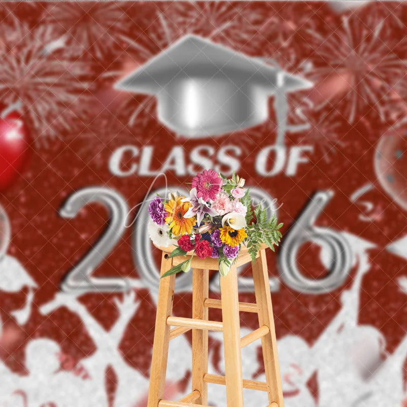 Aperturee - Red Silver Balloon Class Of 2026 Photoshoot Backdrop