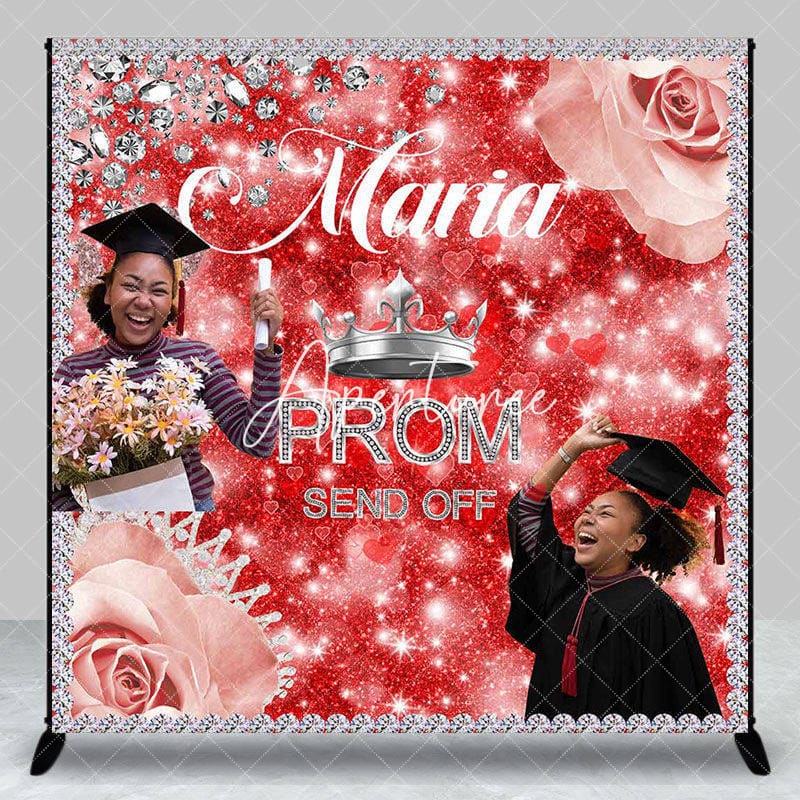 Aperturee - Red Silver Rose Send Off Custom Graduation Backdrop