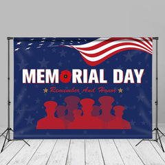 Aperturee - Red Soldier Figure USA Flag Memorial Day Photo Backdrop