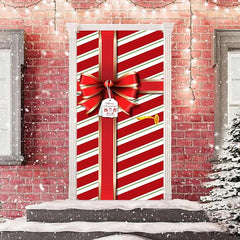 Aperturee - Red Stripes Present Box Bowknot Christmas Door Cover