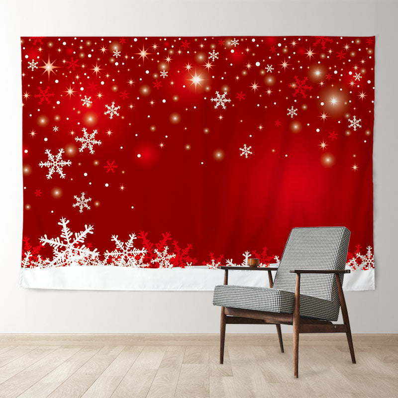 Aperturee - Red Theme White Snowflake Bokeh Christmas Backdrop