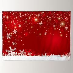 Aperturee - Red Theme White Snowflake Bokeh Christmas Backdrop
