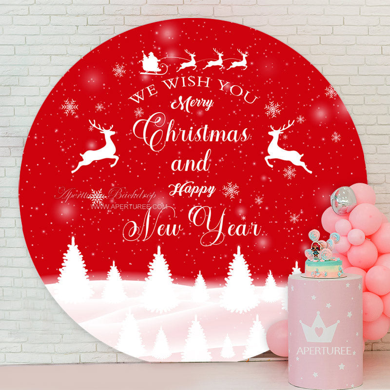 Aperturee - Red White Forest New Year Round Christmas Backdrop