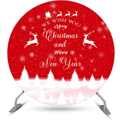 Aperturee - Red White Forest New Year Round Christmas Backdrop