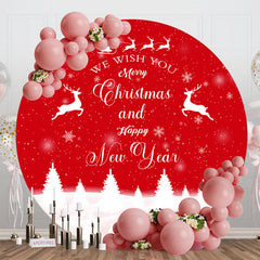 Aperturee - Red White Forest New Year Round Christmas Backdrop