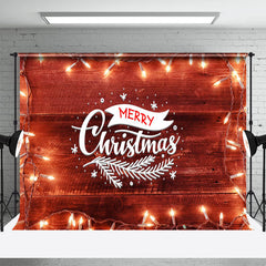 Aperturee - Red Wooden Board Glitter Light Christmas Backdrop