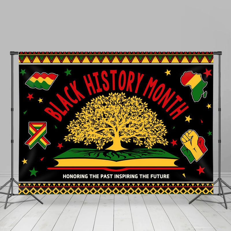 Aperturee Red Yellow Green Tree Black History Month Backdrop