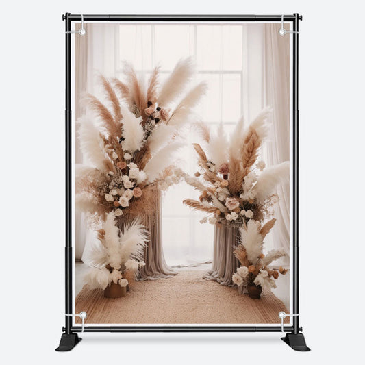 Aperturee - Reed Rice White Curtain Window Boho Wedding Backdrop