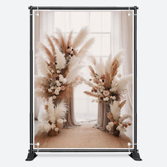 Aperturee - Reed Rice White Curtain Window Boho Wedding Backdrop