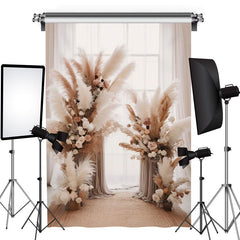 Aperturee - Reed Rice White Curtain Window Boho Wedding Backdrop