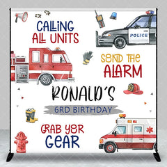 Aperturee - Rescue Vehicle Custom Name 6th Birthday Backdrop
