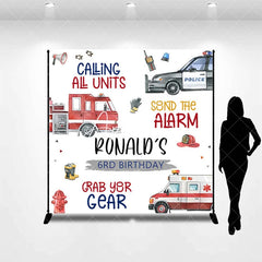 Aperturee - Rescue Vehicle Custom Name 6th Birthday Backdrop