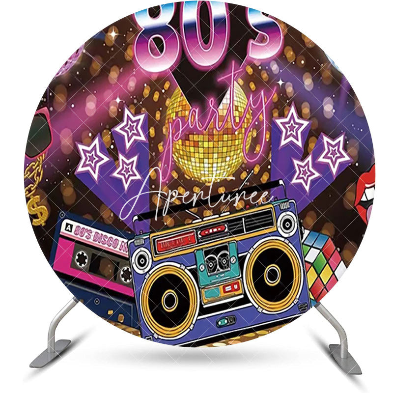 Aperturee - Retro 80s Musical Bokeh Round Disco Party Backdrop