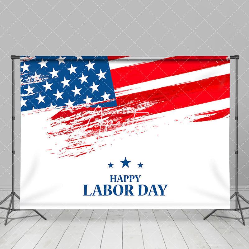 Aperturee - Retro American Flag White Happy Labor Day Backdrop