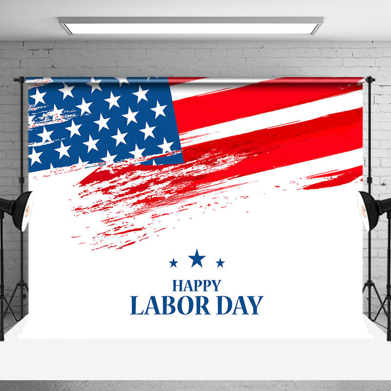 Aperturee - Retro American Flag White Happy Labor Day Backdrop