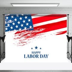 Aperturee - Retro American Flag White Happy Labor Day Backdrop