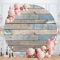 Aperturee - Retro Blue And Grey Round Birthday Backdrops