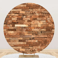 Aperturee - Retro Brick Wall Round Backdrop For Birthday Party