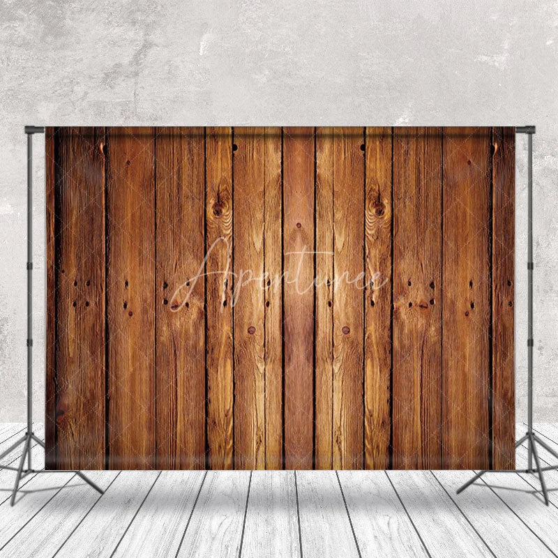 Aperturee - Retro Brown Wood Texture Backdrop for Photography
