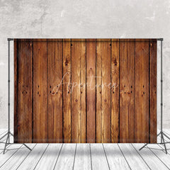 Aperturee - Retro Brown Wood Texture Backdrop for Photography