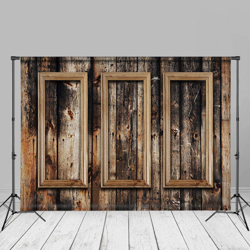 Aperturee - Retro Burnt Wood Plank Window Photo Booth Backdrop